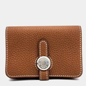 مملوكة مسبقًا Hermes Brown Leather Dogon Card Holder