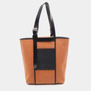 Pre Owned Hermes Etriviere Pocket 27 Toile Canvas and Leather Tote Bag