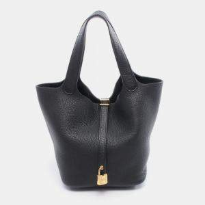 Pre Owned حقيبة هيرميس بيكوتين لوك ٢٢ سوداء جلد توريلون كليمنس كتف