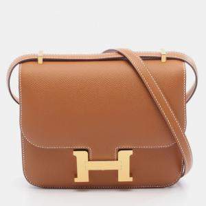 مملوكة مسبقًا حقيبة كتف هيرمس كونستانس 18 جلد إبسوم ذهبي