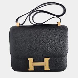 Pre Owned Hermes Black Epsom Leather Constance 24 Shoulder Bag
