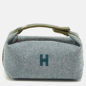 Pre Owned Hermes Bleu Abysse Canvas Large Bride-A-Brac H Natte Case