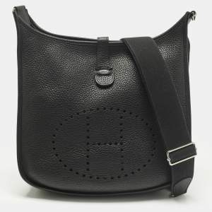مملوكة مسبقًا Hermes Evelyne III GM Black Clemence Leather Bag