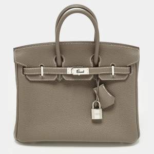 مملوكة مسبقًا Hermès Birkin 25 Palladium Finish Etoupe Togo Leather Bag