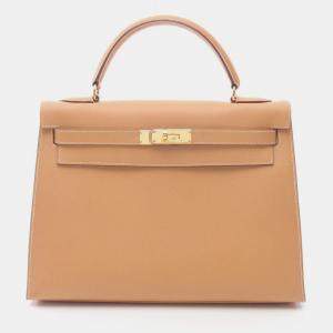 مملوكة مسبقًا حقيبة هيرمس كيلي 32 جلد كورشوفيل بني للكتف