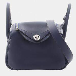 مملوكة مسبقًا Hermes Lindy Mini Navy Blue Swift Leather Shoulder Bag