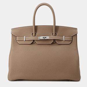 مملوكة مسبقًا Hermes Birkin 35 Etoupe Togo Leather Bag 