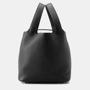Pre Owned Hermes Picotin Lock 22  Black Taurillon Clemence Bag 
