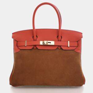 Pre Owned Hermes Grizzly Birkin 30 Chamois Suede Bag 