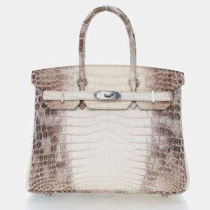مملوكة مسبقًا Hermes Blanc Niloticus Crocodile Himalayan Birkin 30
