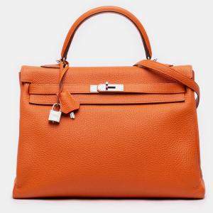 مملوكة مسبقًا Hermes Orange Togo Kelly II Retourne 35