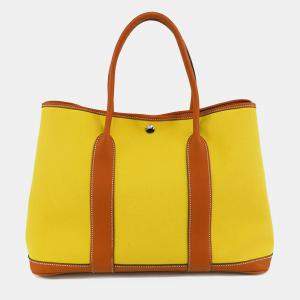 Pre Owned Hermes Brown Yellow Toile and Negonda Garden Party 36