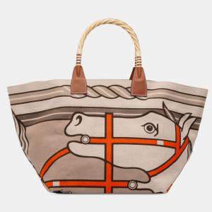 مملوكة مسبقًا Hermes Brown Toile H Plume Quadrige au Fil Steeple 31