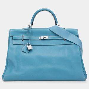 Pre Owned هيرمس أزرق جين كليمنس كيلي II ريلاكس 50 فوياج