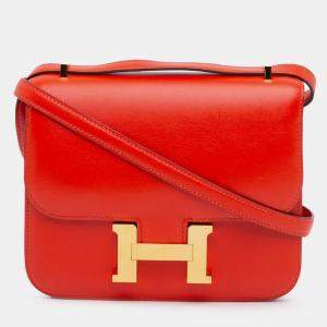 Pre Owned Hermes Constance 18 Red Mini Tadelakt Bag