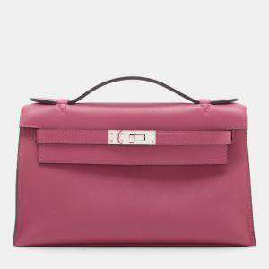 Pre Owned Hermes Purple Swift Kelly Pochette 22