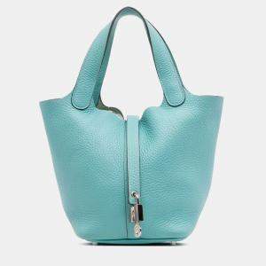 Pre Owned Hermes Blue Clemence Picotin Lock 18