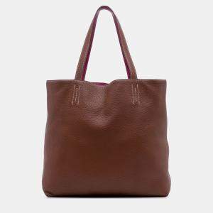 Pre Owned Hermes Brown Pink Clemence Double Sens 36