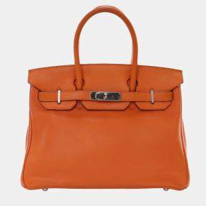 مملوكة مسبقًا Hermes Orange Swift Birkin Retourne 30
