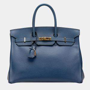 مملوكة مسبقًا Hermes Blue Togo Birkin Retourne 35