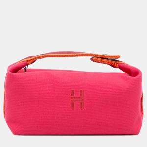 مملوكة مسبقًا Hermes Pink Red Small Toile Bride A Brac Case