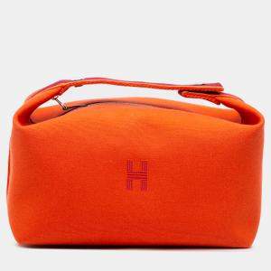 مملوكة مسبقًا Hermes Orange Red Large Toile Bride A Brac Case