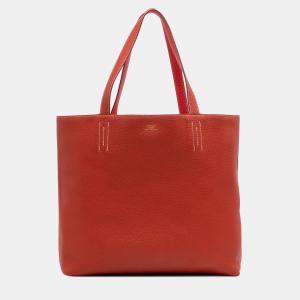 Pre Owned Hermes Orange Red Clemence Double Sens 36