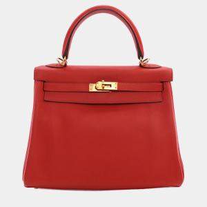Pre Owned Hermes Red Swift Kelly II Retourne 25