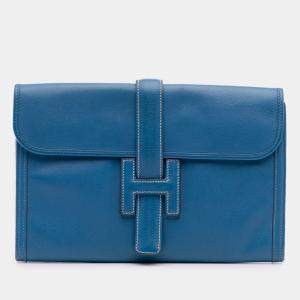 مملوكة مسبقًا حقيبة يد هيرمس جيج إيلان 29 جلد سويفت أزرق
