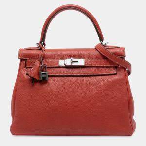 Pre Owned Hermes Orange Togo Kelly II Retourne 28