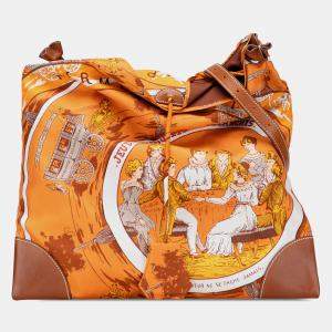 مملوكة مسبقًا Hermes Orange Jeu des Omnibus et Dames Blanches Silky Pop Crossbody