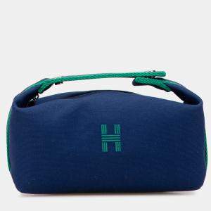 Pre Owned Hermes Blue Green Small Toile Bride A Brac Case