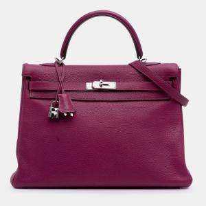 مملوكة مسبقًا حقيبة هيرمس كيلي ريتورني توغو بنفسجي حجم 35