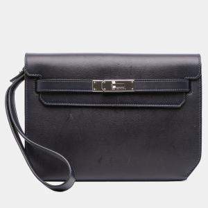 Pre Owned محفظة ديبيشه هيرمس كيلي جلد إيفرغرين أزرق ٢٥