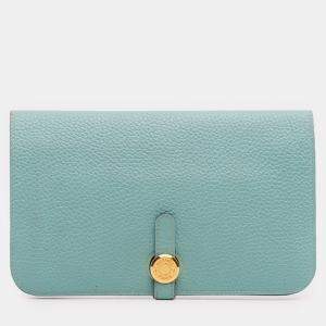 مملوكة مسبقًا Hermes Blue Togo Dogon Duo Wallet GM