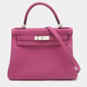 Pre Owned Hermes Rose Pourpre Togo Kelly II Retourne 28