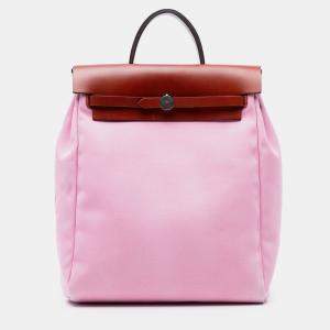 مملوكة مسبقًا حقيبة ظهر هيرمس هيرباج GM تويل وردي