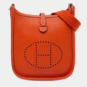 Pre Owned Hermes Orange Clemence Evelyne TPM 16