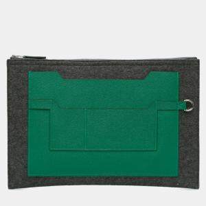 مملوكة مسبقًا Hermes Green Grey Epsom and Felt Toodoo 37