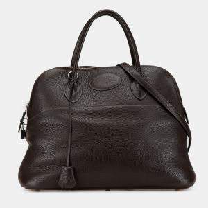 Pre Owned Hermes Brown Clemence Bolide 35