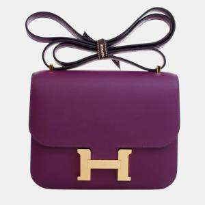Pre Owned Hermes Purple Mini Evercolor Constance 18