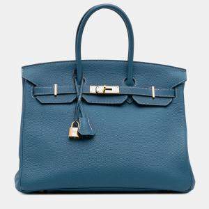 مملوكة مسبقًا Hermes Blue Togo Birkin Retourne 35