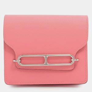 Pre Owned Hermes Pink Evercolor Roulis Slim Wallet