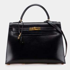 Pre Owned Hermes Black Box Calf Kelly Sellier 32