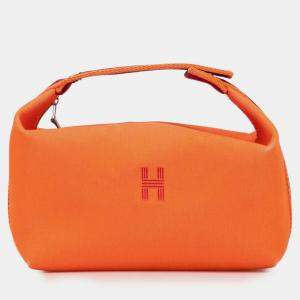 Pre Owned Hermes Orange Red Large Toile Bride A Brac