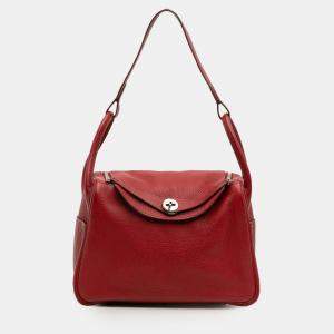 Pre Owned Hermes Red Clemence Lindy 30