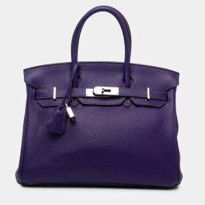 Pre Owned Hermes Purple Clemence Birkin 30