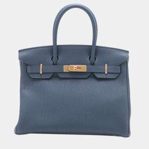 Pre Owned Hermes Blue Togo Birkin Retourne 30