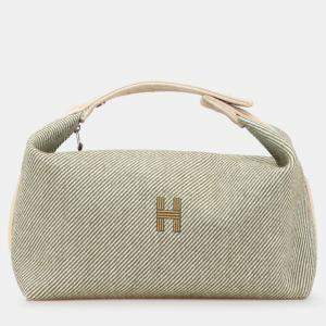 Pre Owned Hermes Green White Large Wool Bride A Brac H Natte Case