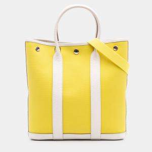 Pre Owned Hermes White Yellow Toile and Negonda Garden File 28